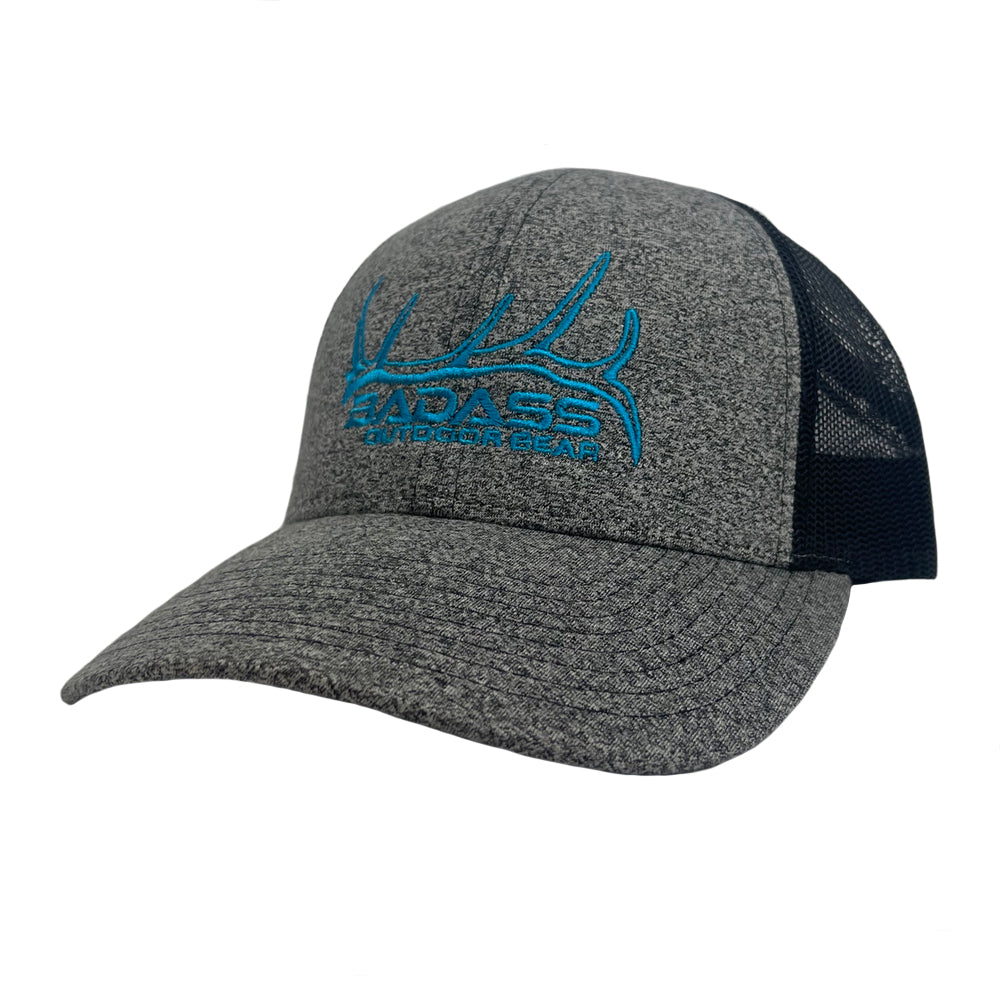 Badass Outdoor Gear Elk Shed Trucker Hat Gray/Blue Color