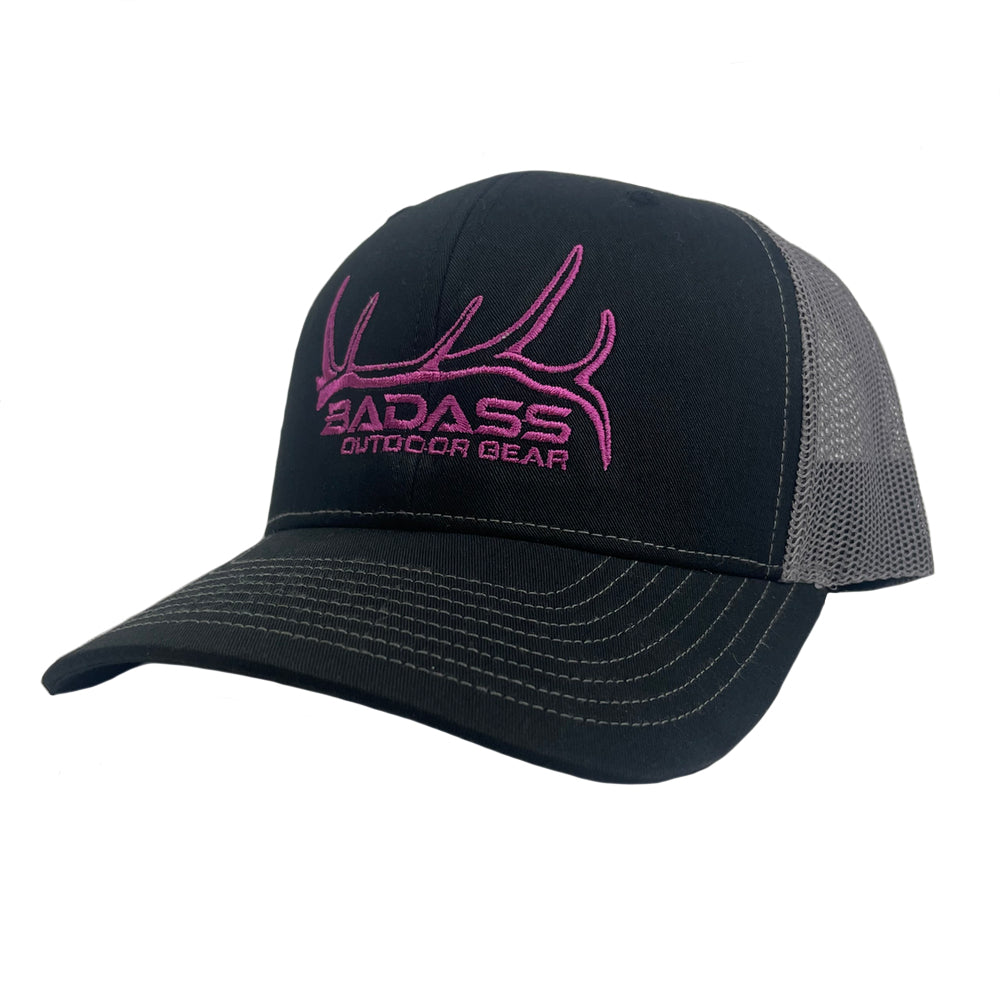 Badass Outdoor Gear Elk Shed Trucker Hat Black/Pink Color