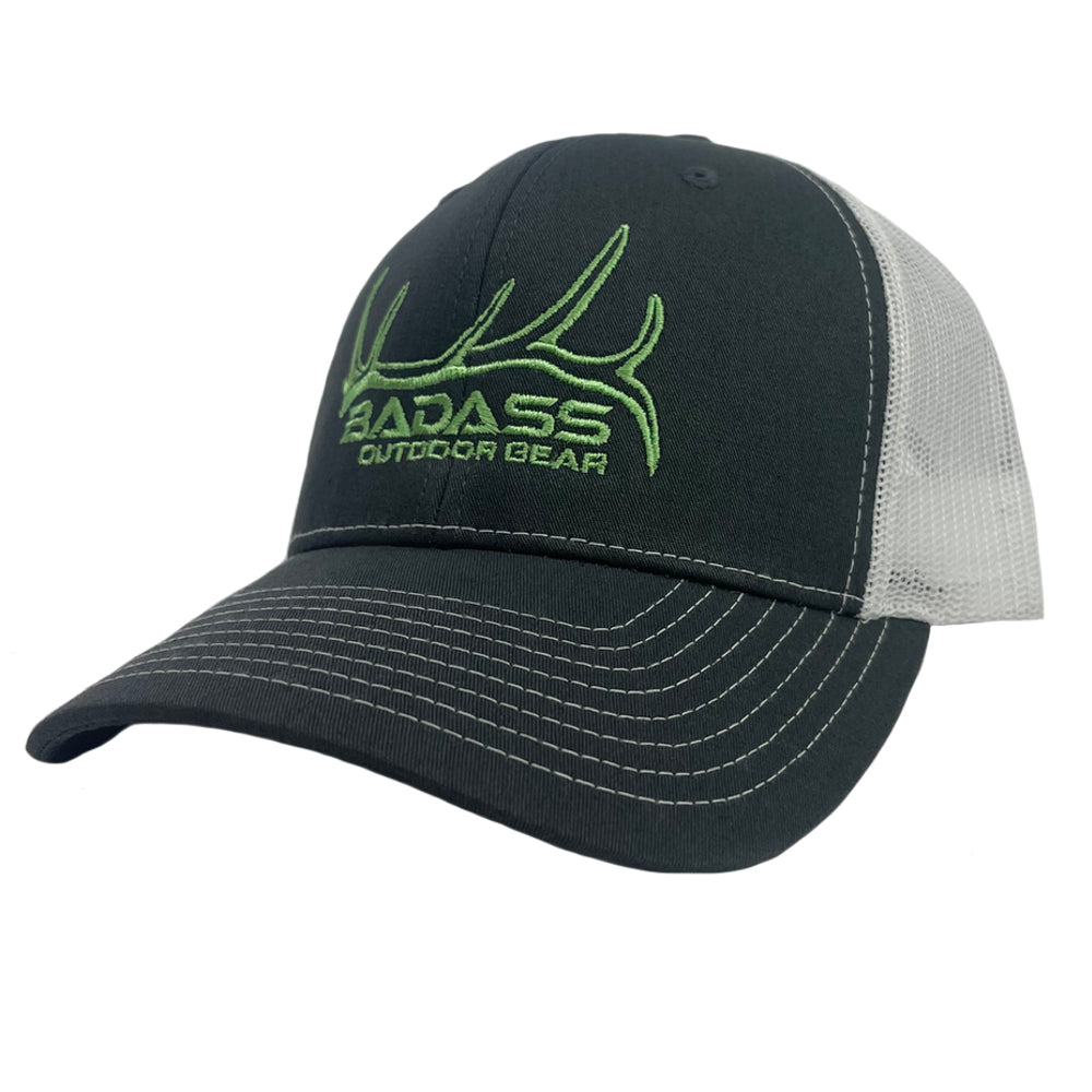 Badass Outdoor Gear Elk Shed Trucker Hat Black/Olive Green Color