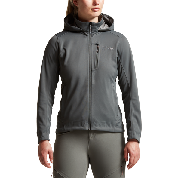 Sitka Women's Jetstream Jacket Lead Front View Hood Down