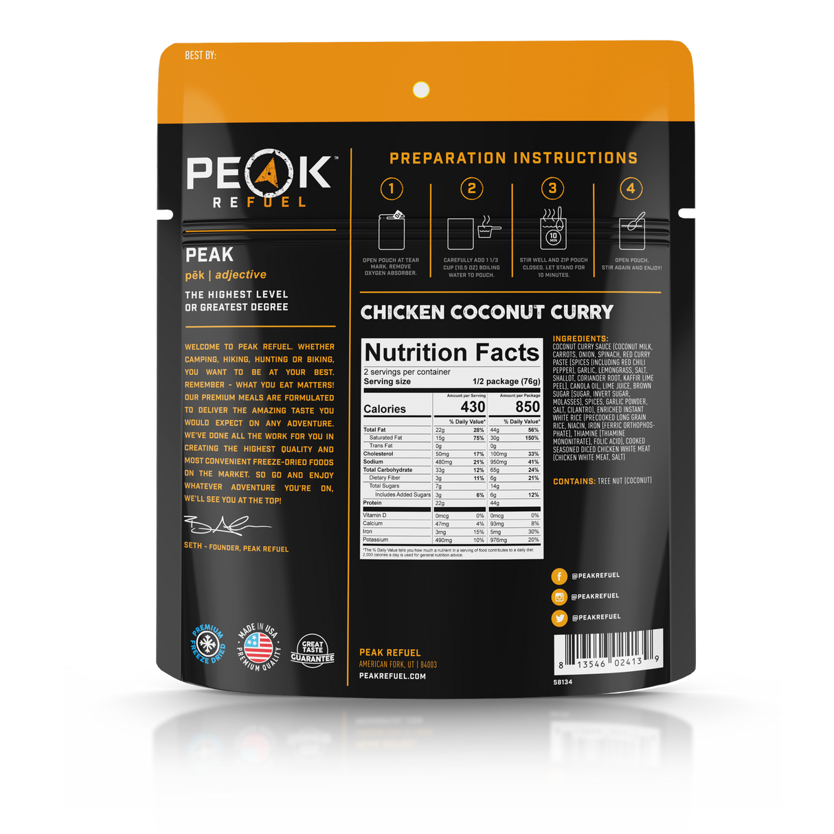 Peak Refuel Chicken Coconut Curry