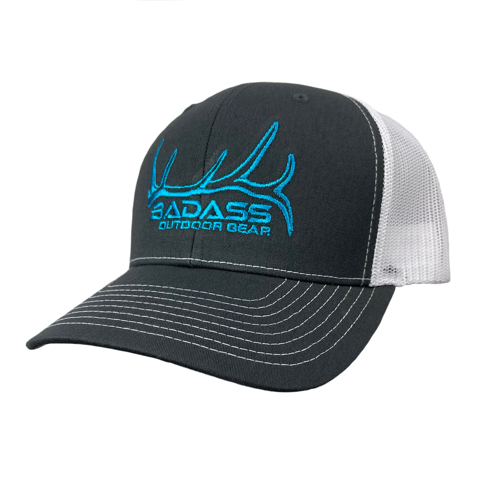 Badass Outdoor Gear Elk Shed Trucker Hat Black/Turquoise Color