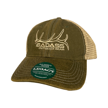 Badass Outdoor Gear Legacy Trucker Hat Elk Shed Olive Green