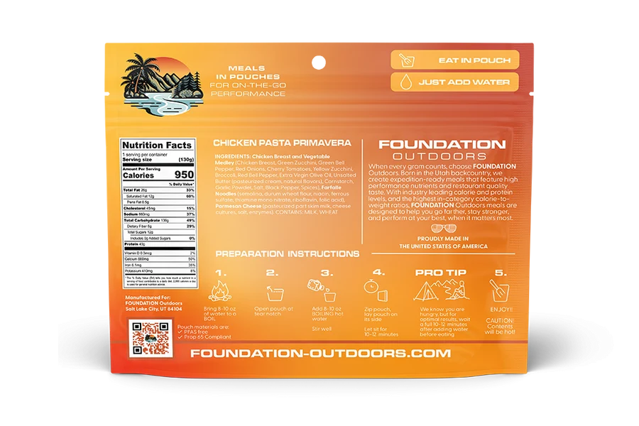 Foundation Outdoors Chicken Pasta Primavera
