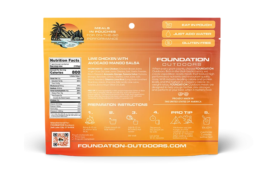 Foundation Outdoors Lime Chicken with Avocado Mango Salsa