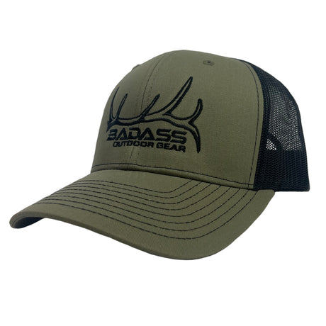 Badass Outdoor Gear Elk Shed Trucker Hat Olive Green/Black Color