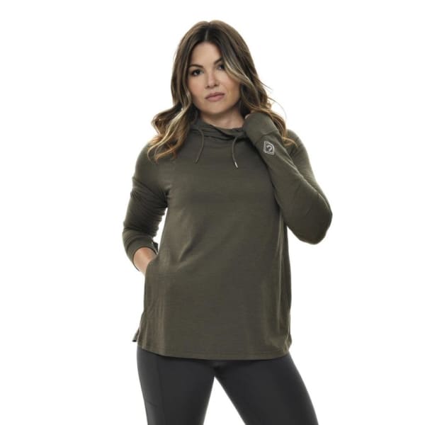 GWG Tomboy Cowl Neck Hoodie - Olive / X Small - CLOTHING